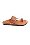 The Madras Trunk_Brown Woven Tarang Tonal Kolhapuri Flats _at_Aza_Fashions