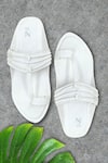 Buy_The Madras Trunk_White Woven Tarang Tonal Strap Kolhapuri Flats _at_Aza_Fashions