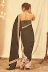 Shop_House of Three_Emerald Green Velvet Embroidered Zardozi Anvi Floral And Saree _at_Aza_Fashions