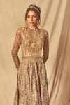 House of Three_Gold Net Embroidered Zardozi Round Aratrika Tonal Anarkali _Online_at_Aza_Fashions