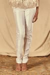 House of Three_Ivory Silk Solid Indira Trouser _Online_at_Aza_Fashions