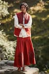 Buy Kharakapas Red Cotton Patchwork Open Neck Frond Print Quilted Jacket And Skirt Set at Aza Fashions Buy_Kharakapas_Red Cotton Patchwork Open Neck Frond Print Quilted Jacket And Skirt Set _at_Aza_Fashions