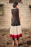 Shop_Kharakapas_Black Cotton Scoop , Round And Pink Shibori Tie Dye Midi Dress Set _Online_at_Aza_Fashions