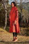 Buy_Kharakapas_Red Cotton High , Shawl Autumn Blaze Print Reversible Jacket And Dress _Online_at_Aza_Fashions