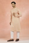 RNG Safawala_Orange Cotton Silk Print Geometric Kurta With Pant _at_Aza_Fashions