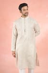 Shop_RNG Safawala_Beige Linen Embroidery Thread Bullian Bloom Motif Kurta With Pant _Online_at_Aza_Fashions