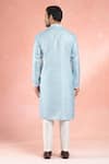 Shop_RNG Safawala_Blue Linen Embroidery Resham And Mirror Placket Kurta With Pant _at_Aza_Fashions