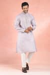 Shop_RNG Safawala_Purple Linen Embroidery Resham Mirror Placket Kurta With Pant _Online_at_Aza_Fashions