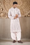 Buy_RNG Safawala_Purple Muslin Silk Embroidery Dori Bloom Kurta With Pathani Pant _at_Aza_Fashions