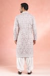 Shop_RNG Safawala_Purple Muslin Silk Embroidery Dori Bloom Kurta With Pathani Pant _at_Aza_Fashions