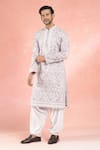 RNG Safawala_Purple Muslin Silk Embroidery Dori Bloom Kurta With Pathani Pant _at_Aza_Fashions