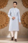 Buy_RNG Safawala_Blue Muslin Silk Embroidery Thread Sequin Blossom Motif Kurta With Pant _at_Aza_Fashions