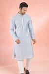 Shop_RNG Safawala_Blue Muslin Silk Embroidery Thread Sequin Blossom Motif Kurta With Pant _Online_at_Aza_Fashions