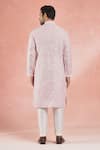 Shop_RNG Safawala_Pink Linen Embroidery Thread Crest Bloom Motif Kurta With Pant _at_Aza_Fashions