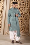 Buy_RNG Safawala_Blue Muslin Silk Embroidery Mirror Kurta With Pathani Pant _at_Aza_Fashions