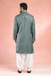 Shop_RNG Safawala_Blue Muslin Silk Embroidery Mirror Kurta With Pathani Pant _at_Aza_Fashions