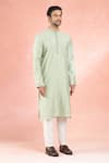 Buy_RNG Safawala_Green Muslin Silk Embroidery Sequin Vine Kurta With Pant _Online_at_Aza_Fashions