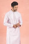 RNG Safawala_Pink Cotton Silk Embroidery Thread Geometric Kurta With Pant _at_Aza_Fashions