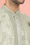 RNG Safawala_Green Muslin Silk Embroidery Thread Florin Mirror Kurta With Salwar _at_Aza_Fashions