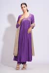 Shop_Shruti S_Purple Kurta And Salwar Mulmul Cotton Embroidery Floral V Neck Zari Anarkali Set _Online_at_Aza_Fashions