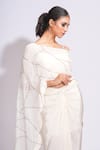 Shruti S_Off White Skirt Crepe Embroidery Upcycled Sequins Straight Cape And Dhoti Set _at_Aza_Fashions