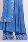 Shruti S_Blue Anarkali And Palazzo Silk Hand Embroidery Floral Scoop Sequin Set _at_Aza_Fashions