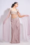 Buy_Shruti S_Beige Skirt And Blouse Silk Embroidery Zari Sweetheart Draped Dhoti With _at_Aza_Fashions