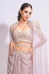 Shruti S_Beige Skirt And Blouse Silk Embroidery Zari Sweetheart Draped Dhoti With _at_Aza_Fashions