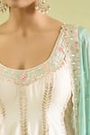 Buy_Suhino_White Slub Silk Embroidery Mirror U Neck Bloom Vine Anarkali Sharara Set _Online_at_Aza_Fashions