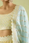 Suhino_Yellow Lehenga And Blouse Chinon Embroidered Resham Round & Mirror Pleated Set _Online_at_Aza_Fashions