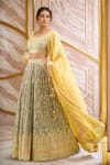 Buy_Suhino_Grey Lehenga And Blouse Chinon Embroidered Resham & Mirror Work Pleated Set _at_Aza_Fashions