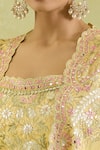 Suhino_Yellow Georgette Embroidered Resham Cape Open And Mirror & Lehenga Set _Online_at_Aza_Fashions