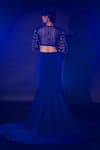 Shop_Vesture_Blue Blended Imported Fabric Embroidery Swarovski Blouse With Fishcut Lehenga _at_Aza_Fashions