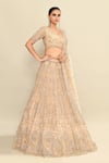 Shop_Kalighata_Gold Organza Hand Embroidered Cutdana Plunge V Kyle Lehenga Set 