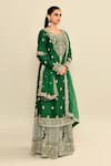 Kalighata_Green Chanderi Embroidery Floral Round Neck Tejaswi Kurta Sharara Set _at_Aza_Fashions