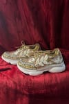 Shop_Chal Jooti_Beige Madhumalti Leaf Embellished Sneakers _Online_at_Aza_Fashions