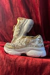 Chal Jooti_Beige Madhumalti Leaf Embellished Sneakers _at_Aza_Fashions