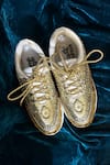 Buy_Chal Jooti_Gold Embellished Goddess Sequin Sneakers _at_Aza_Fashions