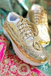 Chal Jooti_Gold Embellished Goddess Sequin Sneakers 