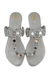 Buy_PREET KAUR_Silver Mirror Hand Embroidered Kolhapuri Flats 