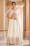 Buy_Suhino_White Organza Embroidered Mirror Leaf Lehenga Set _at_Aza_Fashions