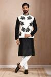 Buy_Arihant Rai Sinha_Black Raw Silk Embroidered Thread Nehru Jacket With Kurta Set _at_Aza_Fashions