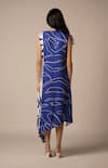 Buy_Advait_Blue Rayon Twill Print Abstract Round Neck Cora Cari Pleated High Low Dress _Online