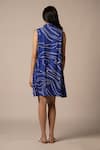 Shop_Advait_Blue Rayon Twill Print Galaxy Collar Neck Cari Short Dress _at_Aza_Fashions