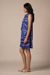 Advait_Blue Rayon Twill Print Galaxy Collar Neck Cari Short Dress _Online_at_Aza_Fashions