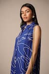 Buy_Advait_Blue Rayon Twill Print Galaxy Collar Neck Cari Short Dress _Online_at_Aza_Fashions