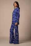 Buy_Advait_Blue Rayon Twill Print Abstract Cari Flared Trouser _Online_at_Aza_Fashions