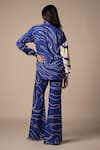 Shop_Advait_Blue Rayon Twill Print Abstract Cari Flared Trouser _at_Aza_Fashions