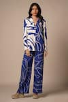 Buy_Advait_Blue Rayon Twill Print Abstract Cari Pleated Trouser _at_Aza_Fashions