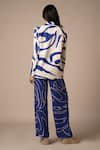 Shop_Advait_Blue Rayon Twill Print Abstract Cari Pleated Trouser _at_Aza_Fashions